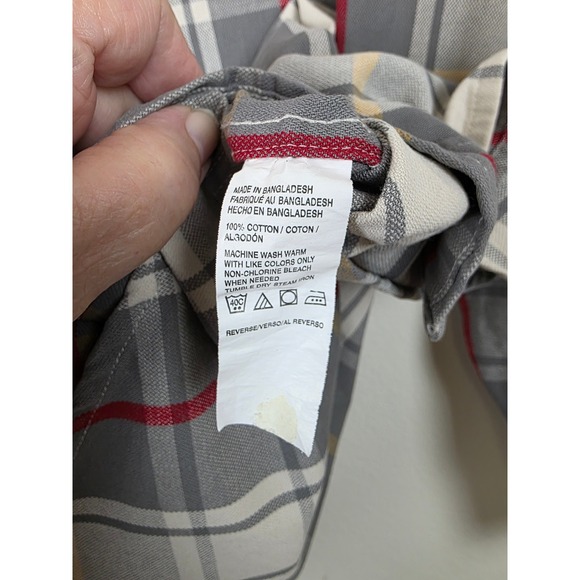 GH Bass & Co Shirt Mens XXL Grey Red Plaid Button Up Long Sleeve Durable Work - Picture 3 of 10
